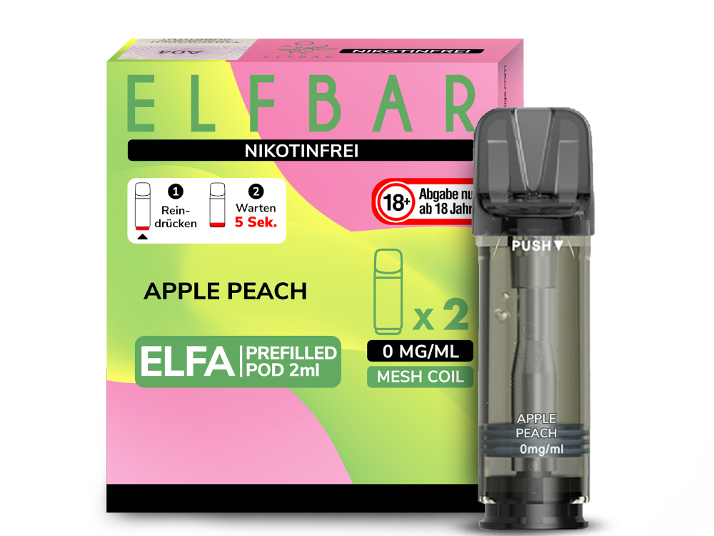 Elfbar - Elfa Pod Apple Peach 0 mg/ml (2 Stück pro Packung)