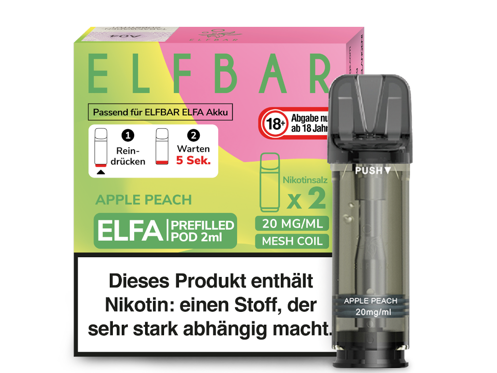 Elfbar - Elfa Pod Apple Peach 20 mg/ml (2 Stück pro Packung)