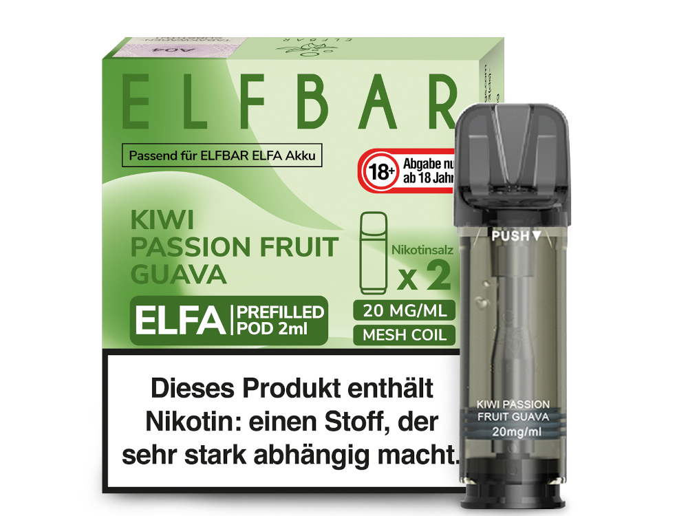 Elfbar - Elfa Pod Kiwi Passion Fruit Guava 20 mg/ml (2 Stück pro Packung)