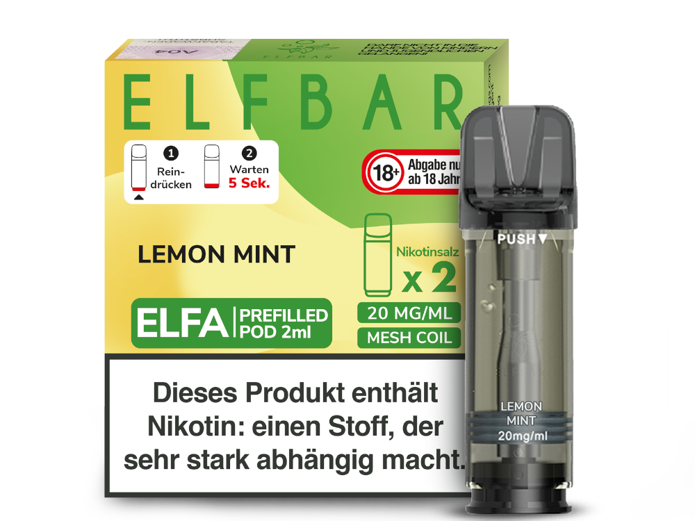 Elfbar - Elfa Pod Lemon Mint 20 mg/ml (2 Stück pro Packung)