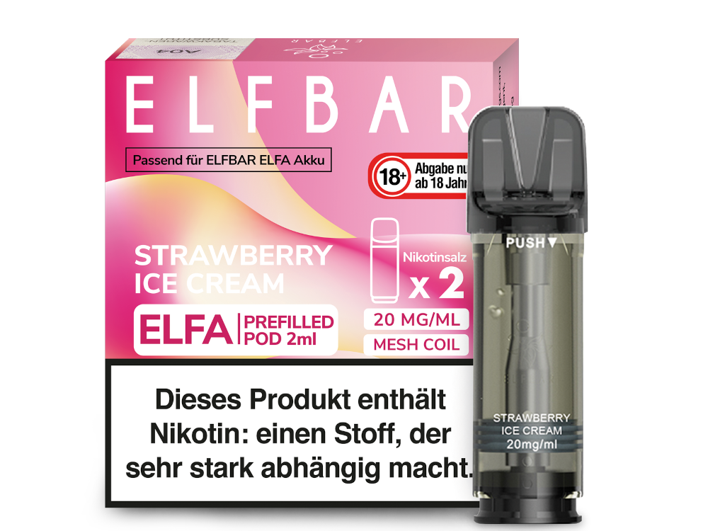 Elfbar - Elfa Pod Strawberry Ice Cream 20 mg/ml (2 Stück pro Packung)