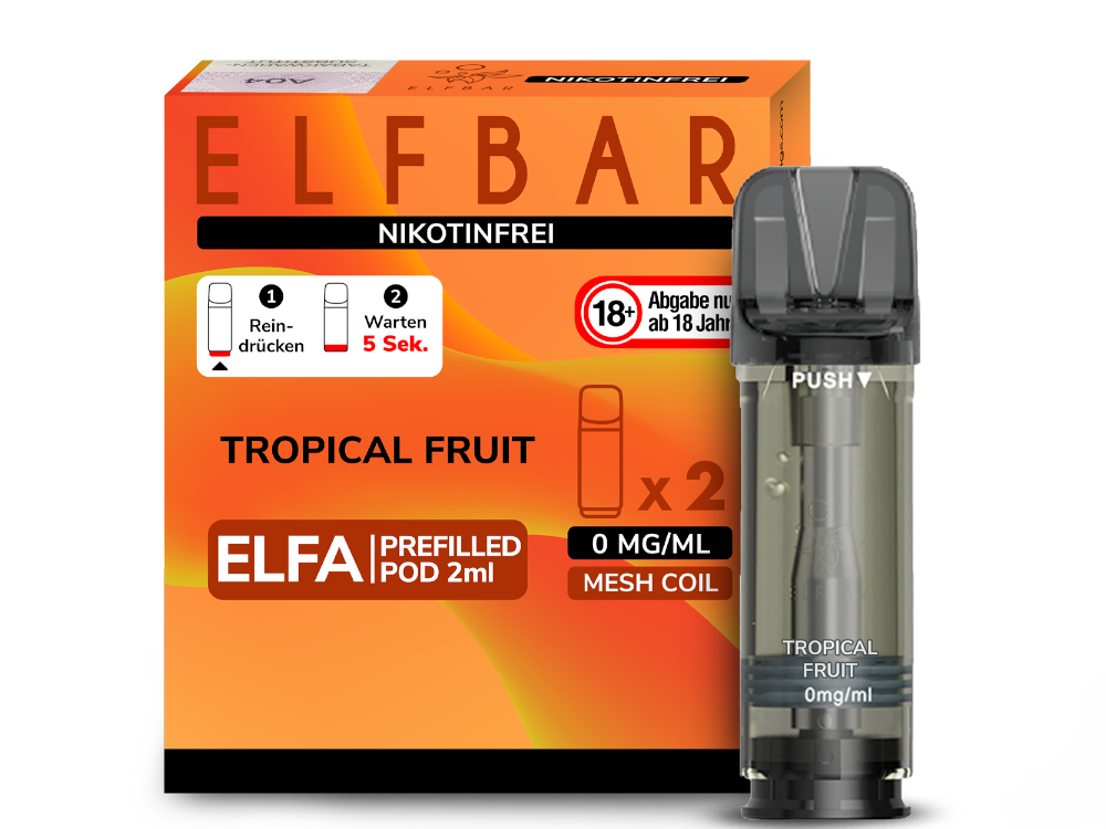 Elfbar - Elfa Pod Tropical Fruit 0 mg/ml (2 Stück pro Packung)
