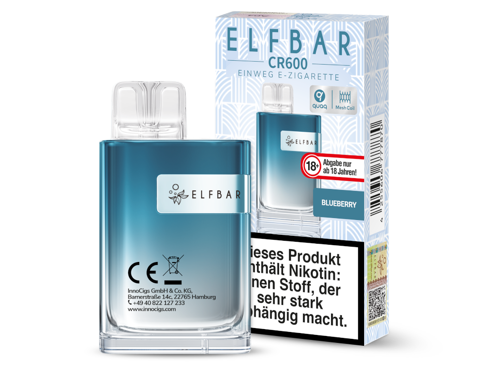 Elfbar - CR600 Einweg E-Zigarette - Blueberry 20 mg/ml