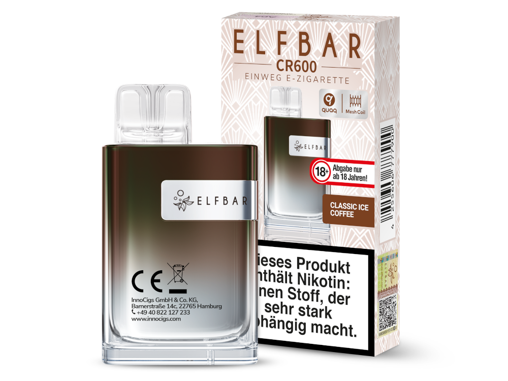 Elfbar - CR600 Einweg E-Zigarette - Classic Ice Coffee 20 mg/ml