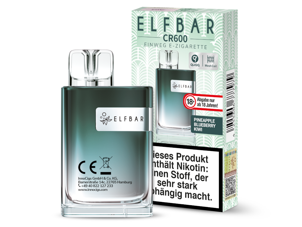 Elfbar - CR600 Einweg E-Zigarette - Pineapple Blueberry Kiwi 20 mg/ml