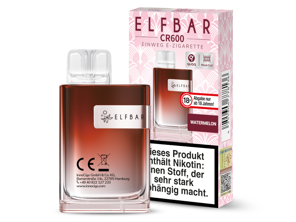 Elfbar - CR600 Einweg E-Zigarette - Watermelon 20 mg/ml