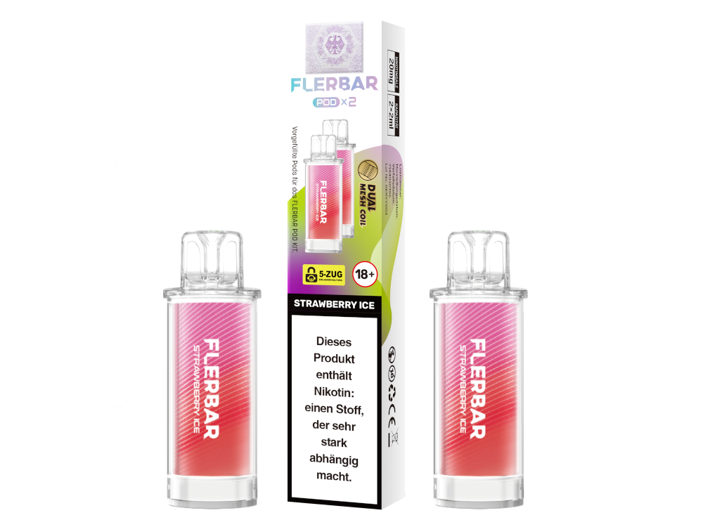 Flerbar - POD Strawberry Ice 20 mg/ml (2 Stück pro Packung)