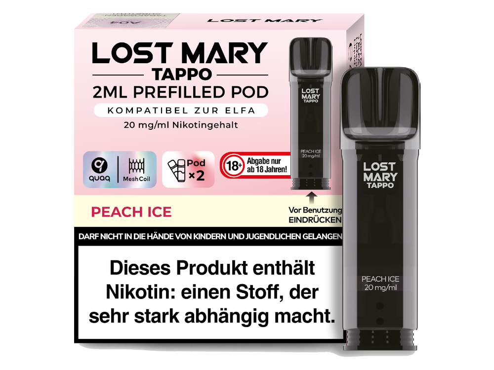 Lost Mary - Tappo Pod Peach Ice 20 mg/ml (2 Stück pro Packung)