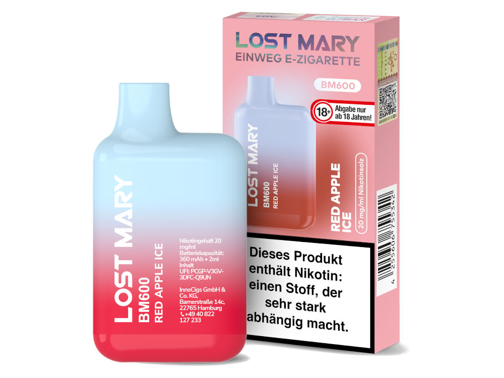 Lost Mary - BM600 Einweg E-Zigarette - Red Apple Ice 20 mg/ml