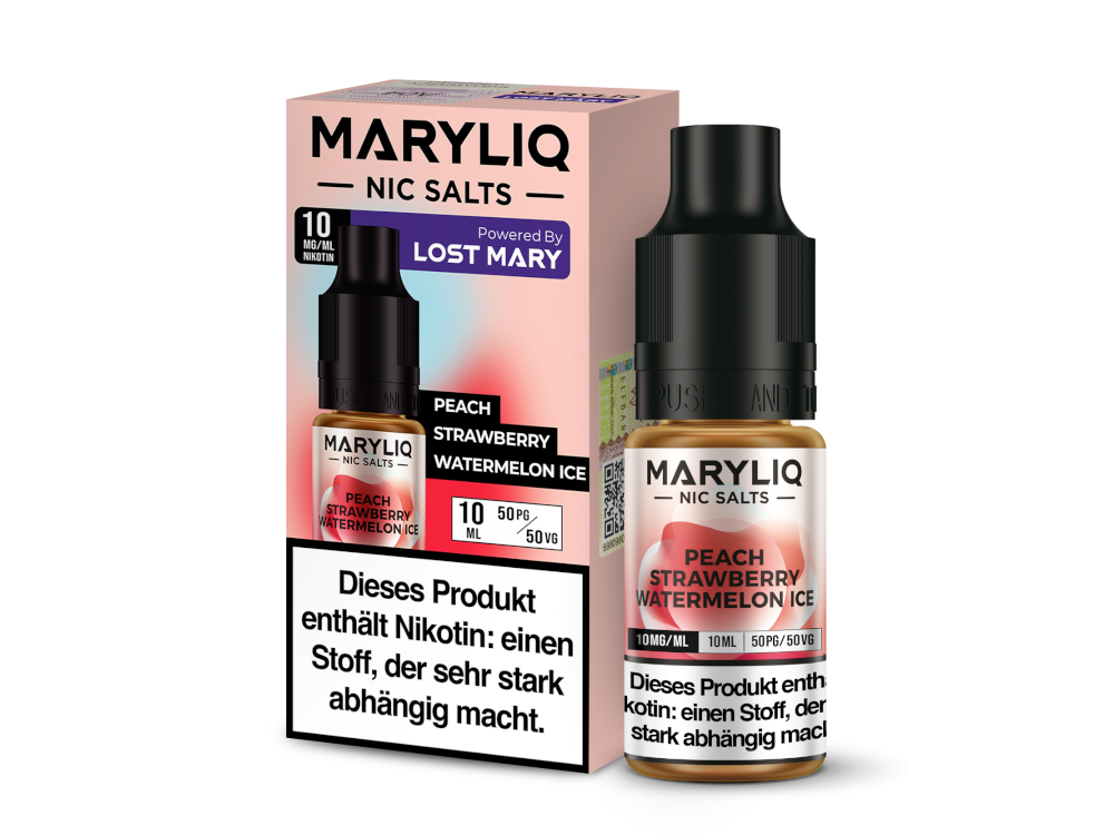 MARYLIQ - Peach Strawberry Watermelon Ice - Nikotinsalz Liquid 10 mg/ml