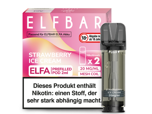 Elfbar - Elfa Pod Strawberry Ice Cream 20 mg/ml (2 Stück pro Packung)
