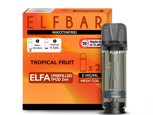 Elfbar - Elfa Pod Tropical Fruit 0 mg/ml (2 Stück pro Packung)