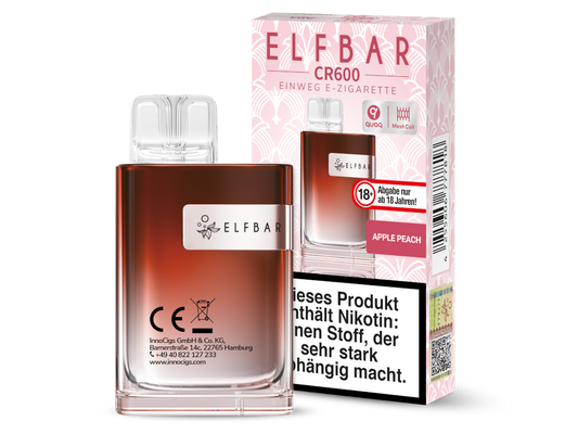 Elfbar - CR600 Einweg E-Zigarette - Apple Peach 20 mg/ml