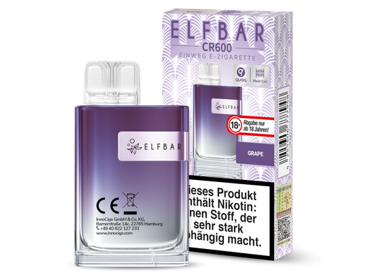 Elfbar - CR600 Einweg E-Zigarette - Grape 20 mg/ml