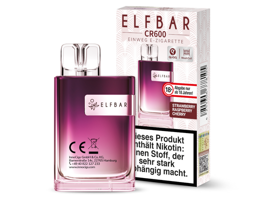 Elfbar - CR600 Einweg E-Zigarette - Strawberry Raspberry Cherry 20 mg/ml