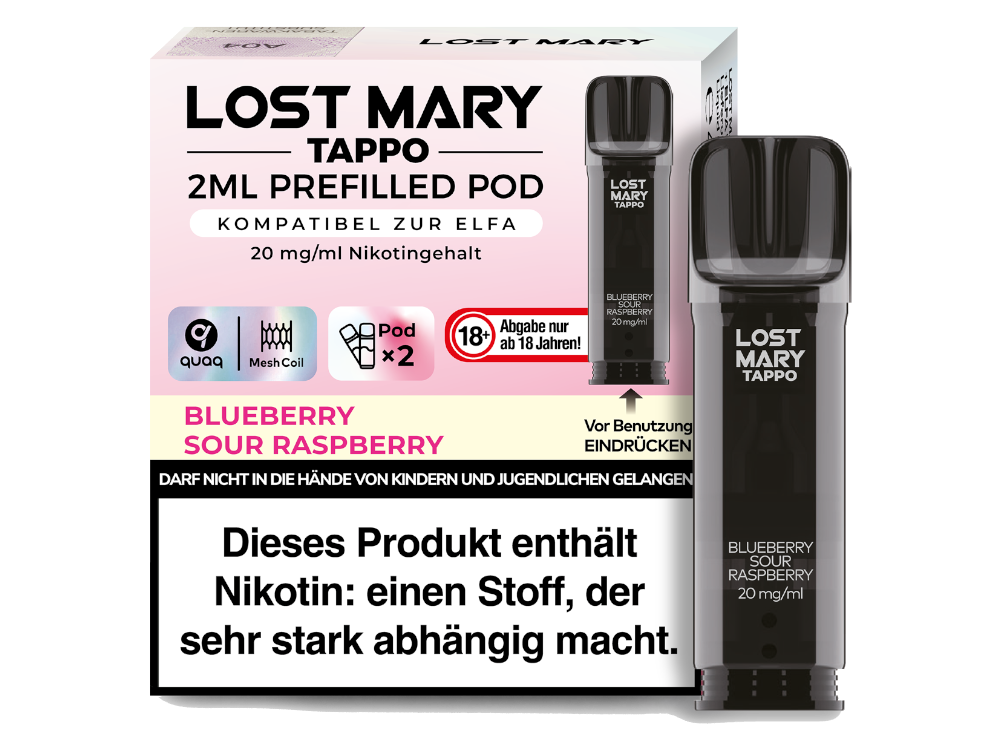Lost Mary - Tappo Pod Blueberry Sour Raspberry 20 mg/ml (2 Stück pro Packung)