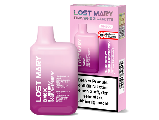 Lost Mary - BM600 Einweg E-Zigarette - Blueberry Sour Raspberry 20 mg/ml