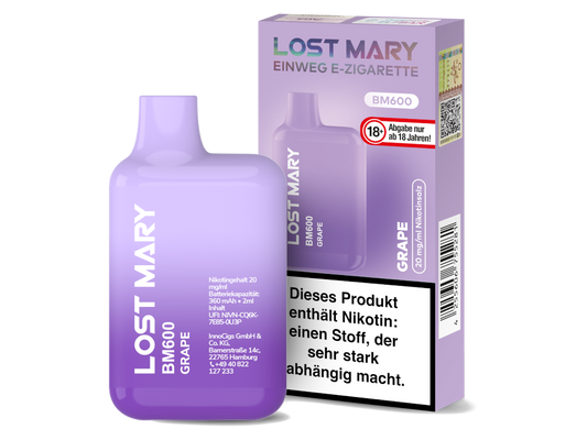 Lost Mary - BM600 Einweg E-Zigarette - Grape 20 mg/ml