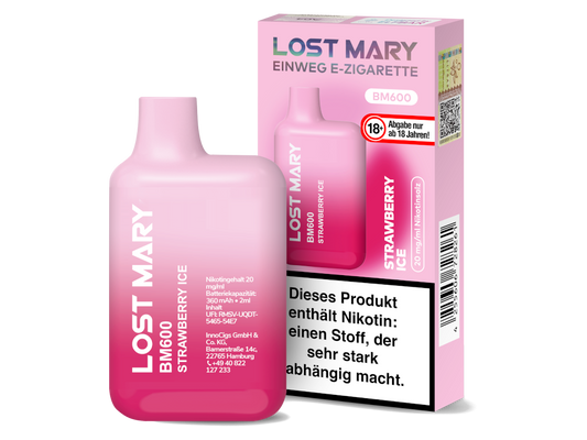 Lost Mary - BM600 Einweg E-Zigarette - Strawberry Ice 20 mg/ml