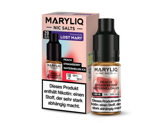 MARYLIQ - Peach Strawberry Watermelon Ice - Nikotinsalz Liquid 20 mg/ml