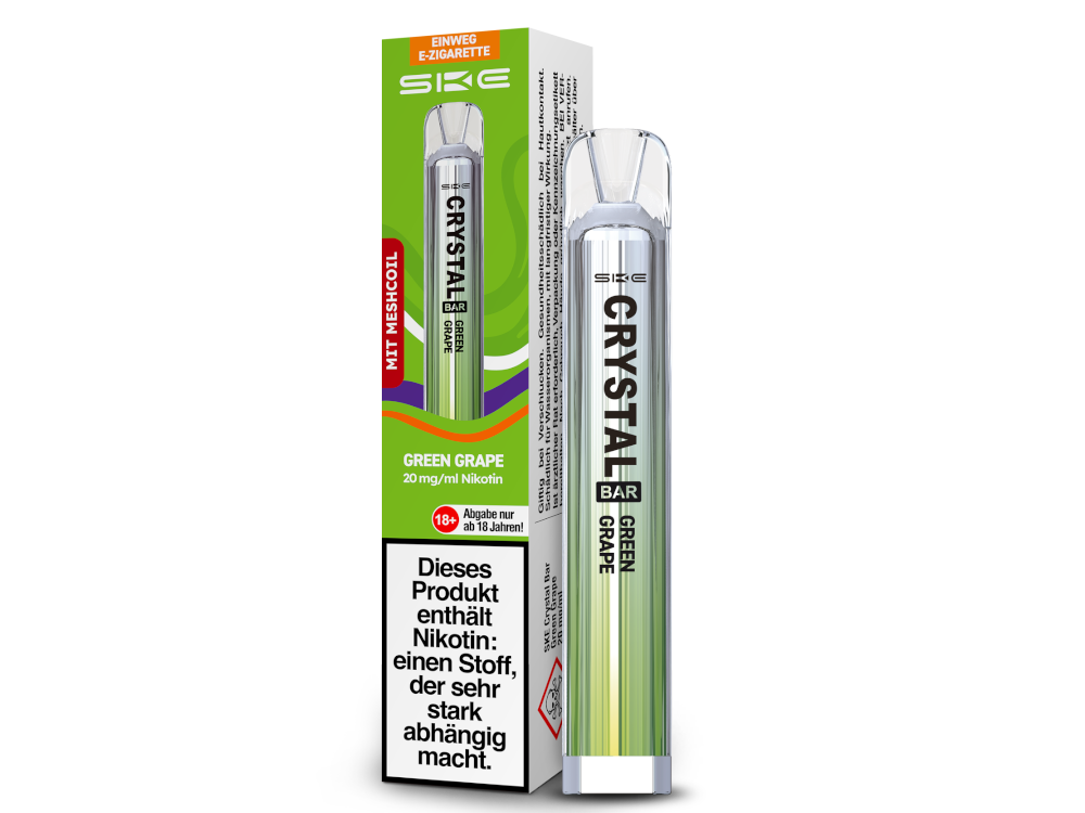 SKE - Crystal Bar Einweg E-Zigarette - Green Grape 20 mg/ml